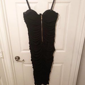 Black Ruched Dress Size 1X Fashion Nova